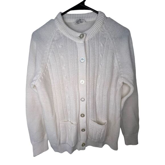 Vintage K-Mart White Button Up Knit Cardigan With Pockets - Picture 1 of 5